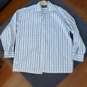 DMX Philadelphia Men's White Multi Color Cotton Button-up Shirt Size 3X